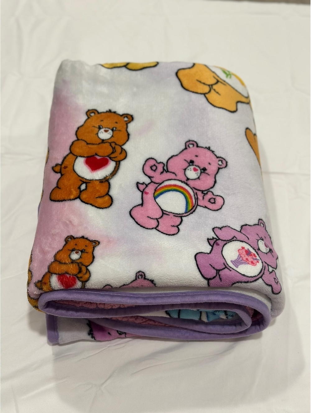Mad Engine Care Bears Plush Throw Blanket with Colorful Bear Print, Soft and Fuz